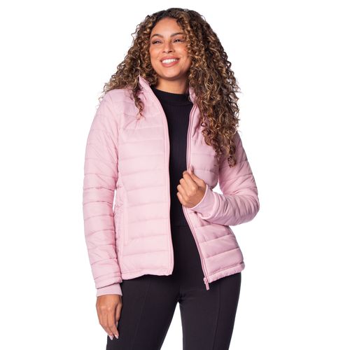 Jaqueta Puffer Feminina Sea Surf Forro Peluciado Rosa Claro