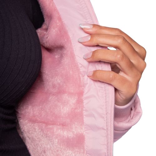 Jaqueta Puffer Feminina Sea Surf Forro Peluciado Rosa Claro