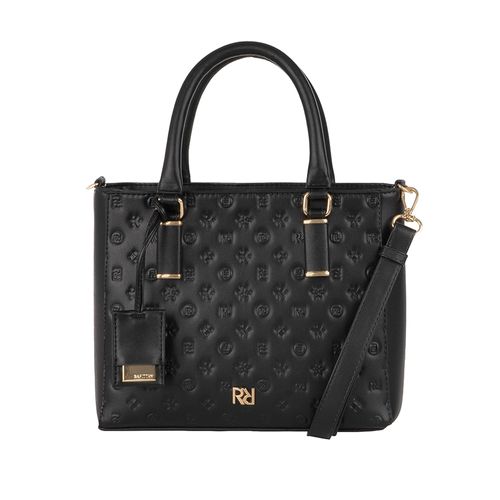 Bolsa Feminina Rafitthy Média Monograma Relevo Preto