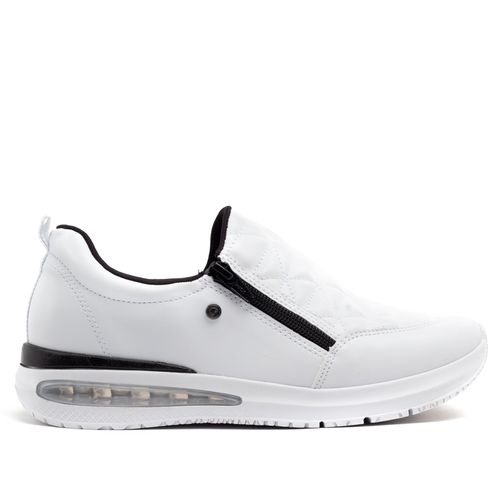 Tênis Feminino Comfortflex Zíper Matelassê Branco