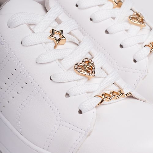 Tênis Feminino Via Marte Flatform Com Pingentes Branco/dourado