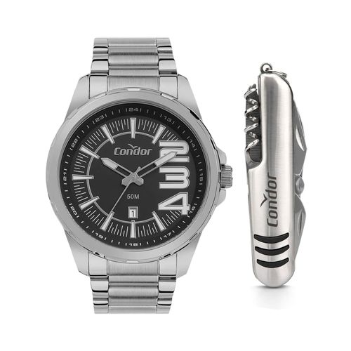 Relógio Masculino Condor Analógico CO2115mwf/k4p com Canivete Prata