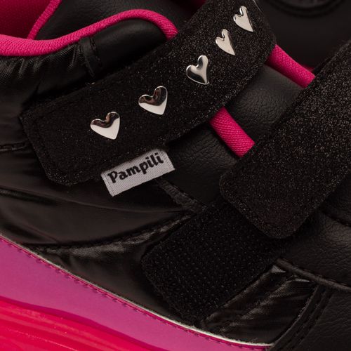 Tênis Infantil Pampili Sneaker Mid com Led Preto/rosa