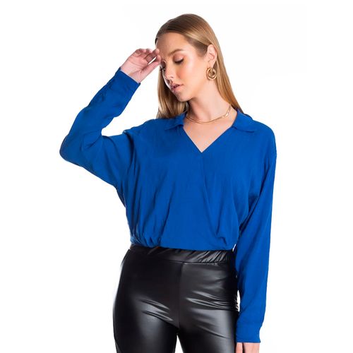 Camisa Feminina Rovitex Transpassada Azul
