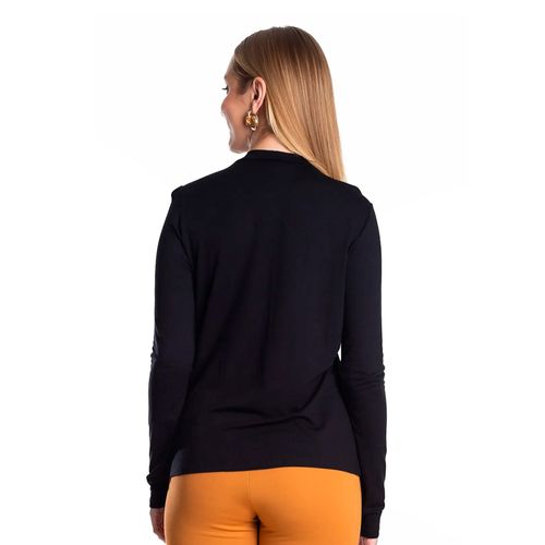 Blusa Feminina Rovitex Manga Longa Gola Alta Preto