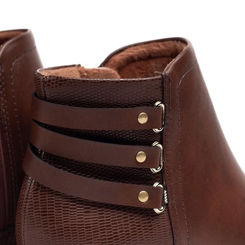 Bota Feminina Modare Cano Curto com Tiras Marrom