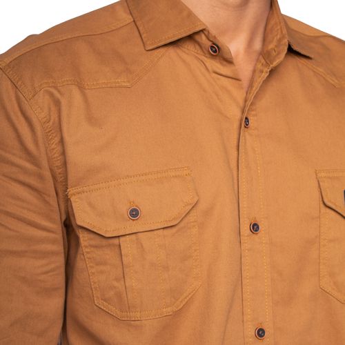 Camisa Masculina Amil com Bolsos Caramelo
