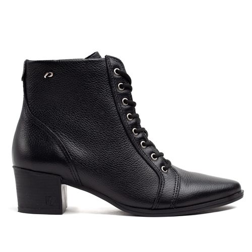 Bota Feminina Pegada em Couro com Cadarço Preto