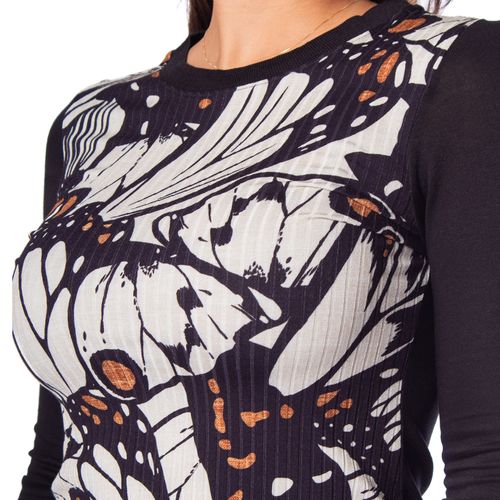 Blusa Feminina Rovitex Endless Estampada Preto/bege