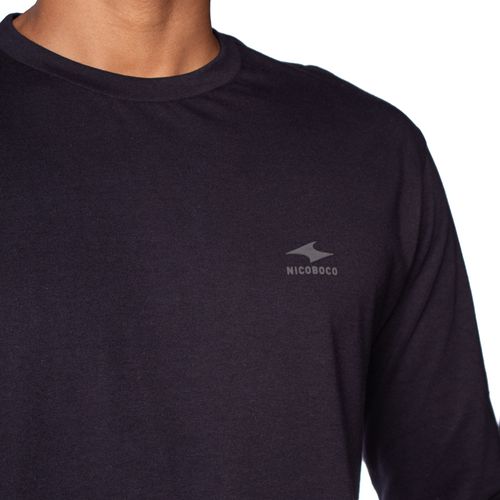 Camiseta Masculina Nicoboco Manga Longa Básica Preto