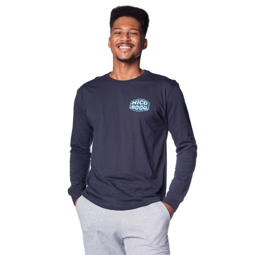 Camiseta Masculina Nicoboco Manga Longa Estampa Costas Marinho