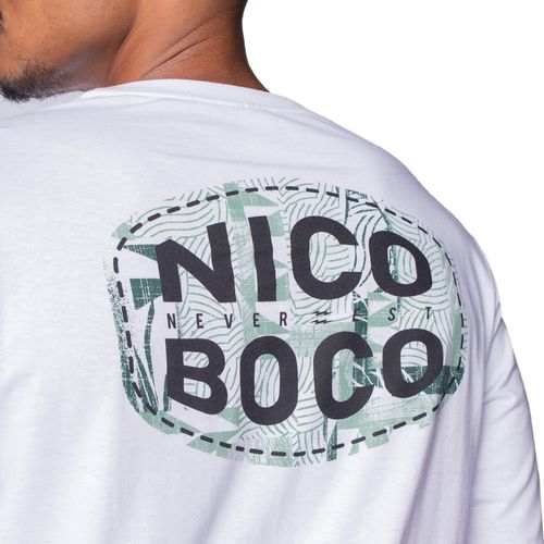 Camiseta Masculina Nicoboco Manga Longa Estampa Costas Branco
