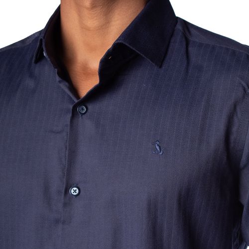 Camisa Masculina Amil Slim Aglow Manga Longa Marinho