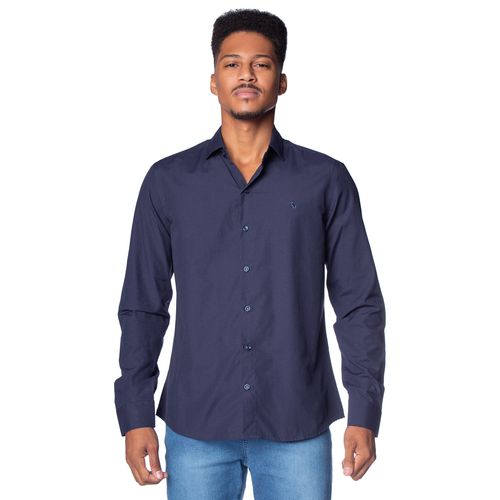 Camisa Masculina Amil Slim Shuri Manga Longa Marinho