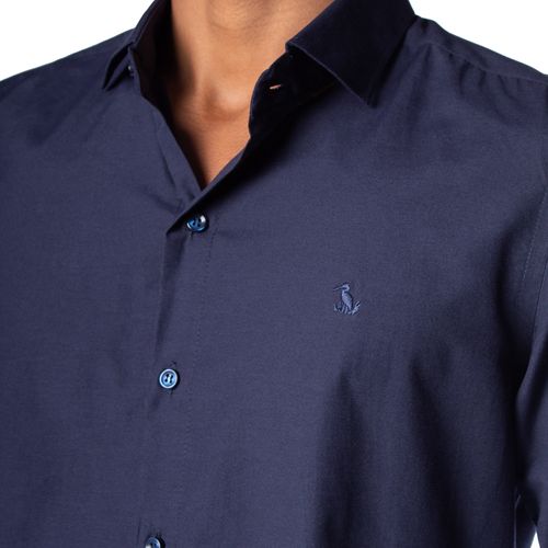 Camisa Masculina Amil Slim Shuri Manga Longa Marinho