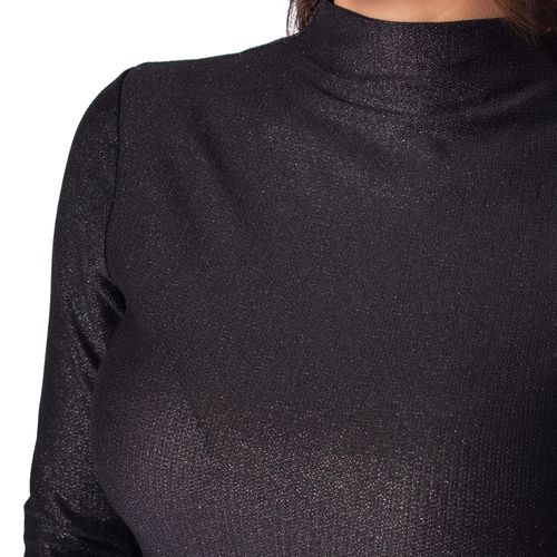 Blusa Feminina Olho Fatal Lurex Gola Média Preto