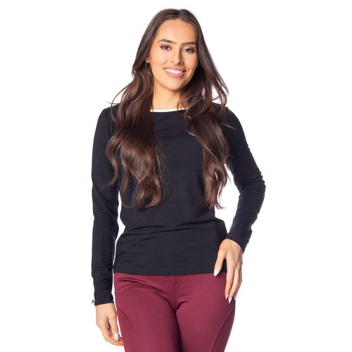Blusa Feminina Olho Fatal com Recorte nas Costas Preto/branco
