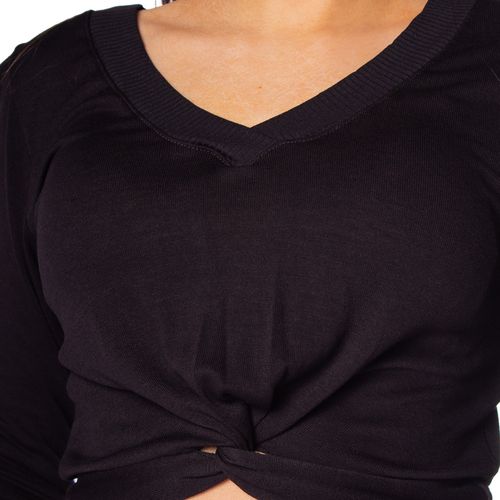 Blusa Feminina Rovitex Manga Longa Transpassada Preto