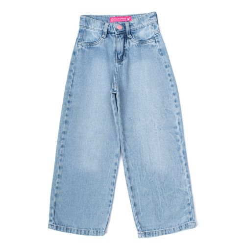 Calça Jeans Infantil Trajadinhos Wide Leg Azul Claro