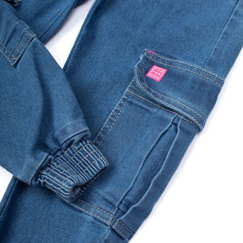 Calça Jeans Infantil Trajadinhos 4-8 Jogger Cargo Azul