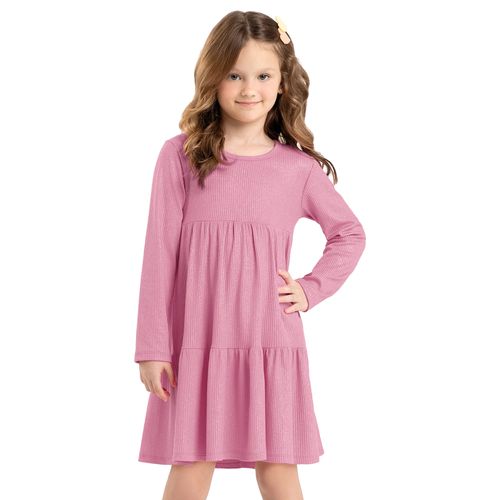 Vestido Infantil Rovitex Canelado Lurex Rosa Claro