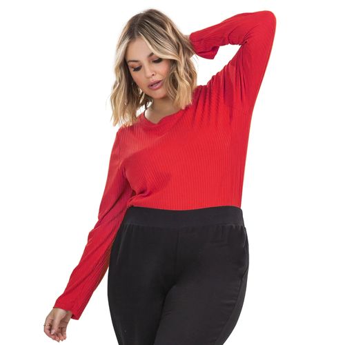 Blusa Feminina Rovitex Secret Glam Plus Size Canelada Vermelho