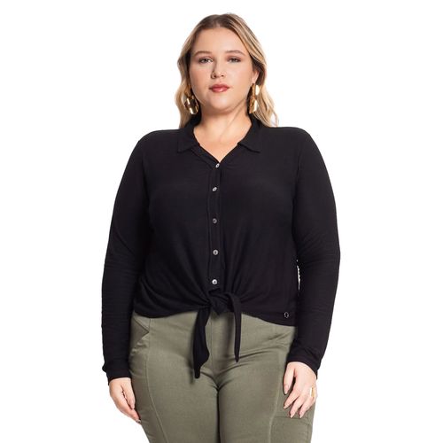 Camisa Feminina Rovitex Plus Size Em Viscose Preto
