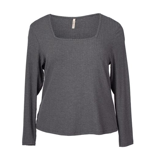 Blusa Feminina Cativa Plus Size Canelada Cinza Escuro