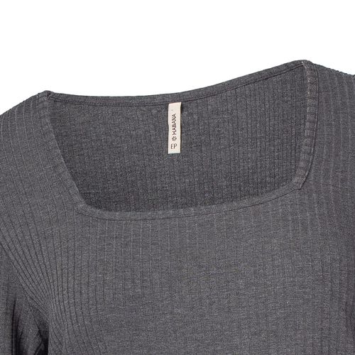Blusa Feminina Cativa Plus Size Canelada Cinza Escuro