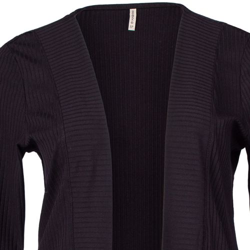 Casaco Cardigan Feminino Cativa Plus Size Canelado Preto