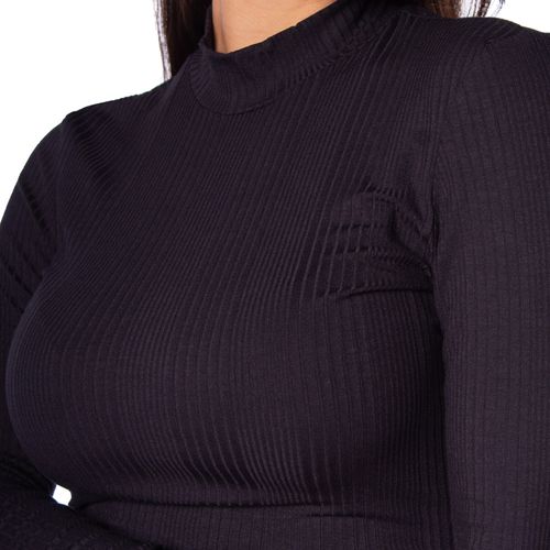 Blusa Feminina Cativa Canelada Gola Média Preto