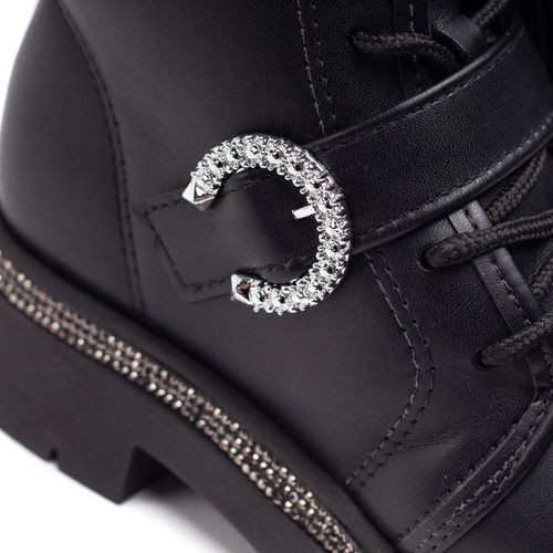 Bota Infantil Molekinha Coturno Fivela com Strass Preto