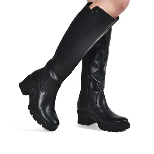 Bota Feminina Via Marte Montaria Salto Médio Preto