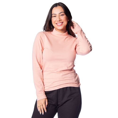 Blusa Feminina Rovitex Manga Longa Gola Alta Rosa Claro