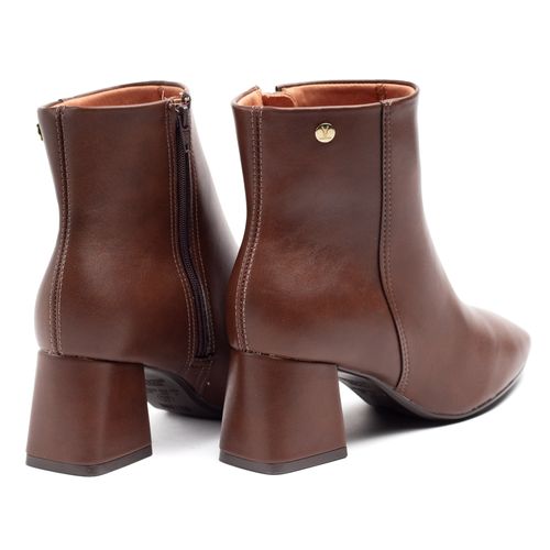 Bota Feminina Vizzano Bico Quadrado com Zíper Marrom