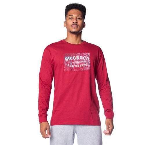Camiseta Masculina Nicoboco Manga Longa Aiden Vermelho