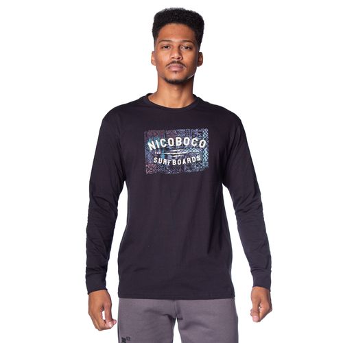 Camiseta Masculina Nicoboco Manga Longa Aiden Preto