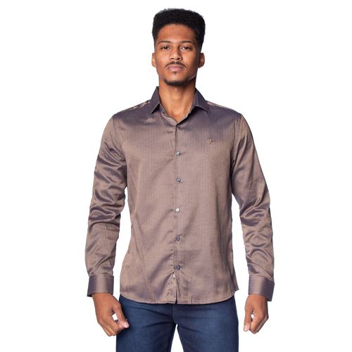 Camisa Masculina Amil Slim Manga Longa Dourado