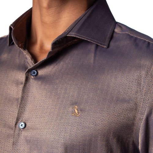 Camisa Masculina Amil Slim Manga Longa Dourado