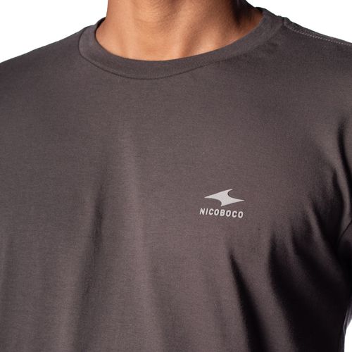 Camiseta Masculina Nicoboco Manga Longa Básica Cinza Escuro