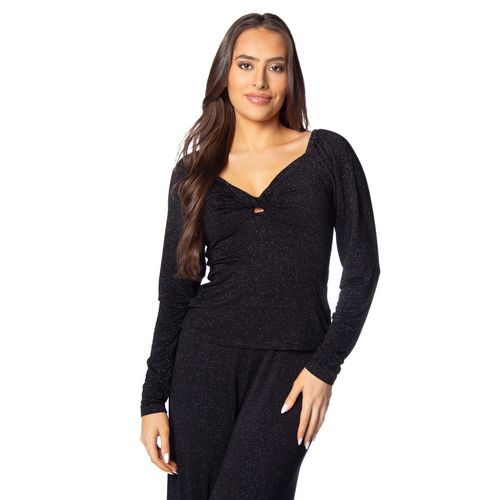 Blusa Feminina Rovitex Endless Brilho Torção Preto