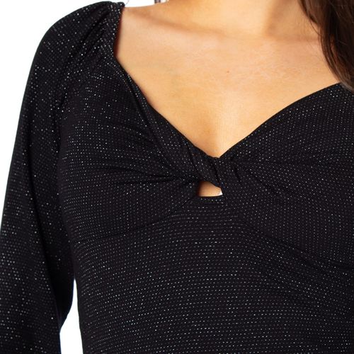 Blusa Feminina Rovitex Endless Brilho Torção Preto