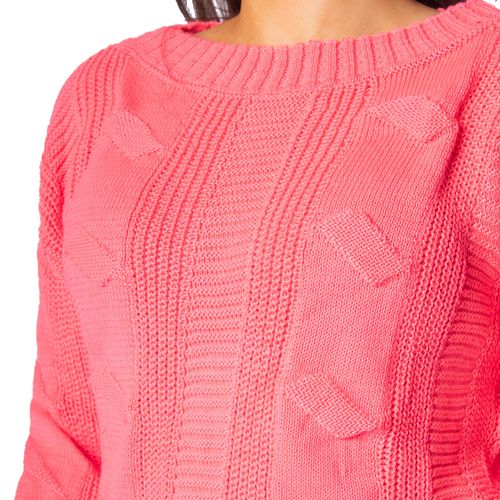 Blusa Feminina Oliveira Malhas em Tricot com Texturas Pink