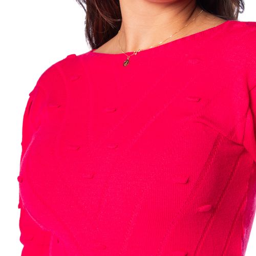 Blusa Feminina Oliveira Malhas Manga Bufante Pink