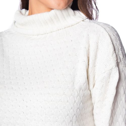 Blusa Feminina Oliveira Malhas Em Tricot Amplo Off White