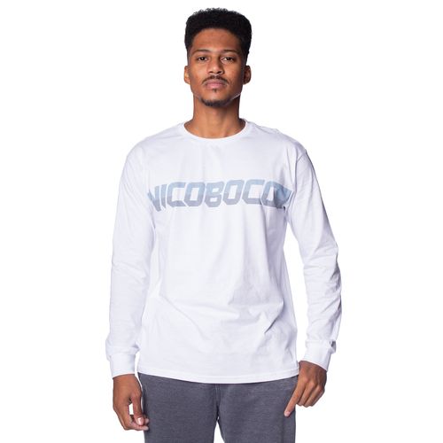 Camiseta Masculina Nicoboco Manga Longa com Estampa Branco