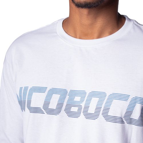 Camiseta Masculina Nicoboco Manga Longa com Estampa Branco