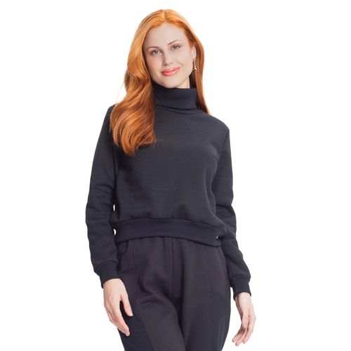 Blusão Feminino Rovitex em Moletom Gola Alta Preto