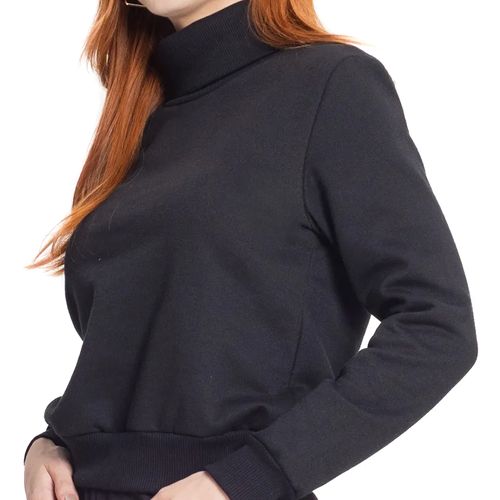 Blusão Feminino Rovitex em Moletom Gola Alta Preto