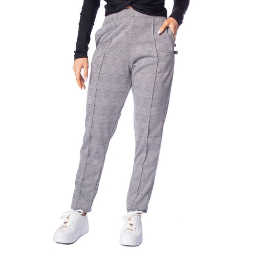 Calça Feminina Bruna e Bia Pied Xadrez Justa Preto/branco